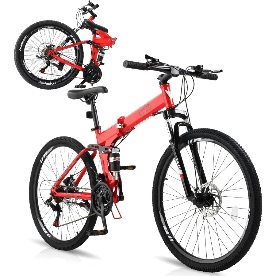 

Folding Mountain Bike 21Speed Adult Bikes 26 27.5 Inch Bike with High Carbon Steel Frame DoubleKill Disc Brake System Thickened