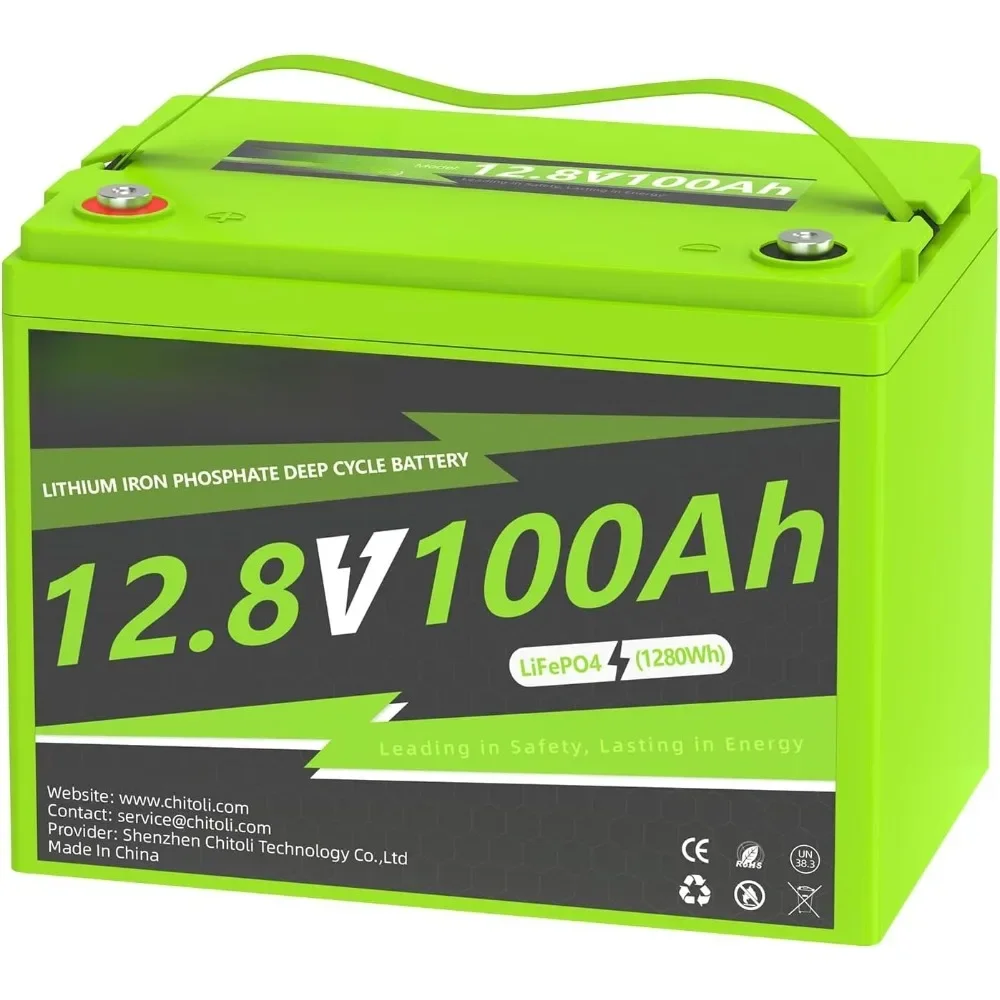 

12V 100Ah BCI Group 24 LiFePO4 Battery, Max. 15000 Deep Cycle Lithium Rechargeable Battery, Built in 100A BMS for RV