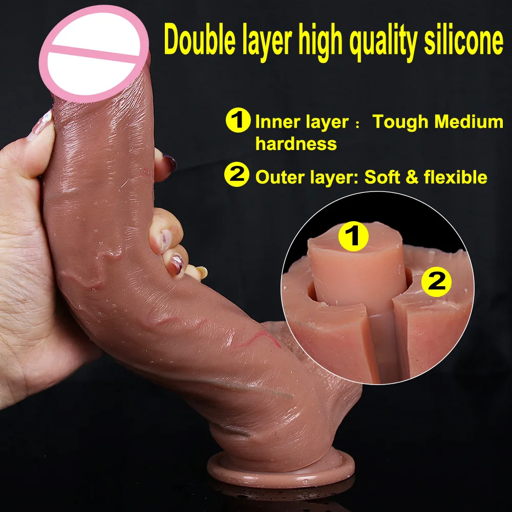 Soft Sexy Huge Dildo Skin Feeling Realistic Penis Sex Toys for Women Big Dicks Double Layersilicong Suction Cup Anal stimulator