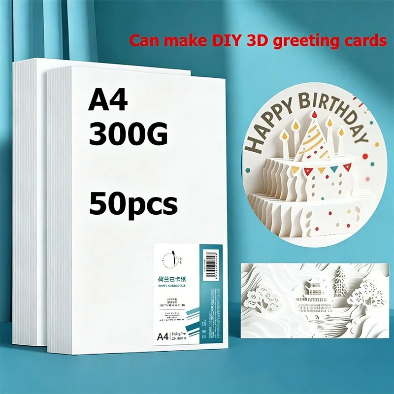 

300gsm A4 Dutch White Cardstock Thick Hard Art Paper for Drawing Sketching New Year Poster Hand Copy Craft