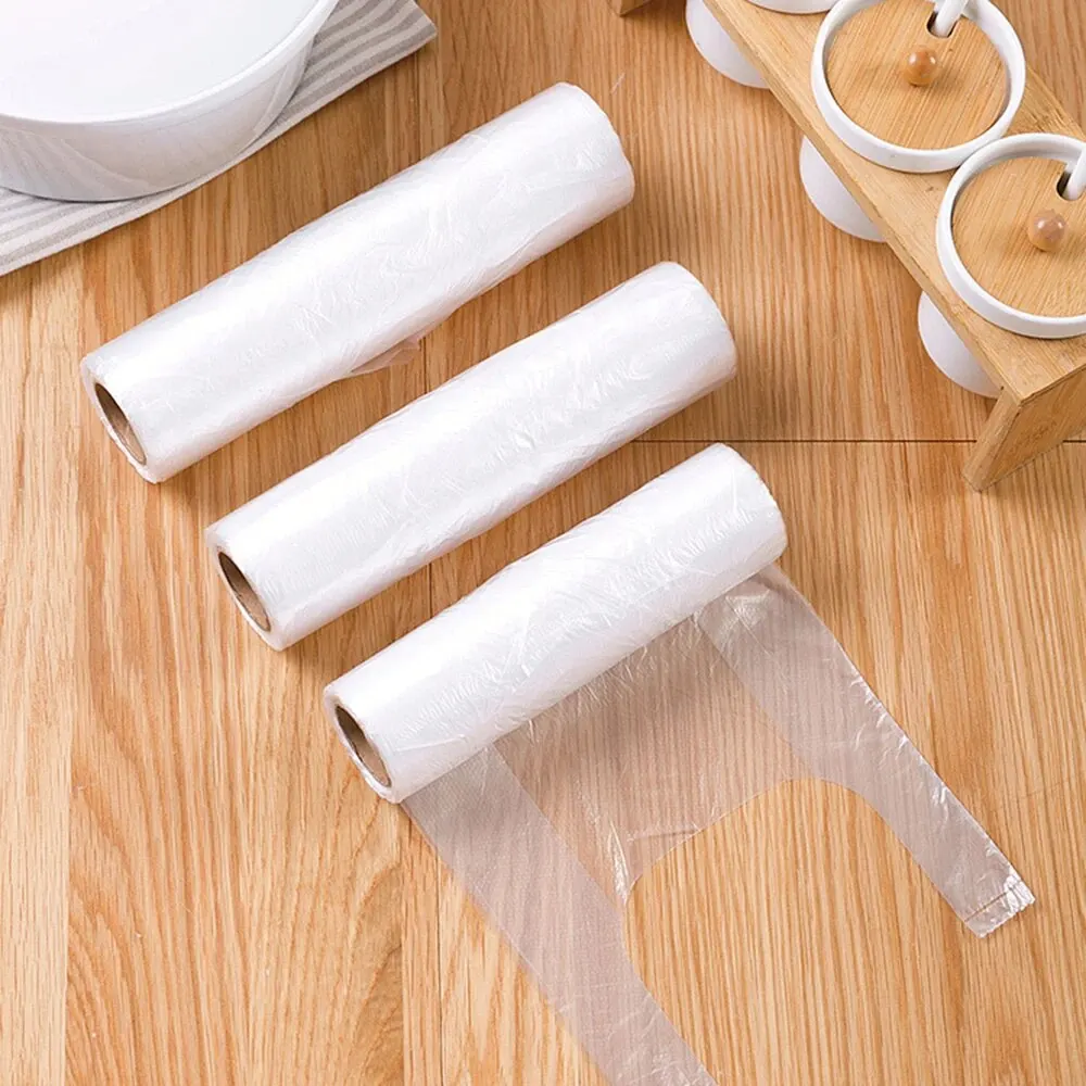 100PCS Vest Type Food Grade Thickened Breakpoint Storage Bag Refrigerator With Roll Household Disposable Hand 3 Sizes Optional