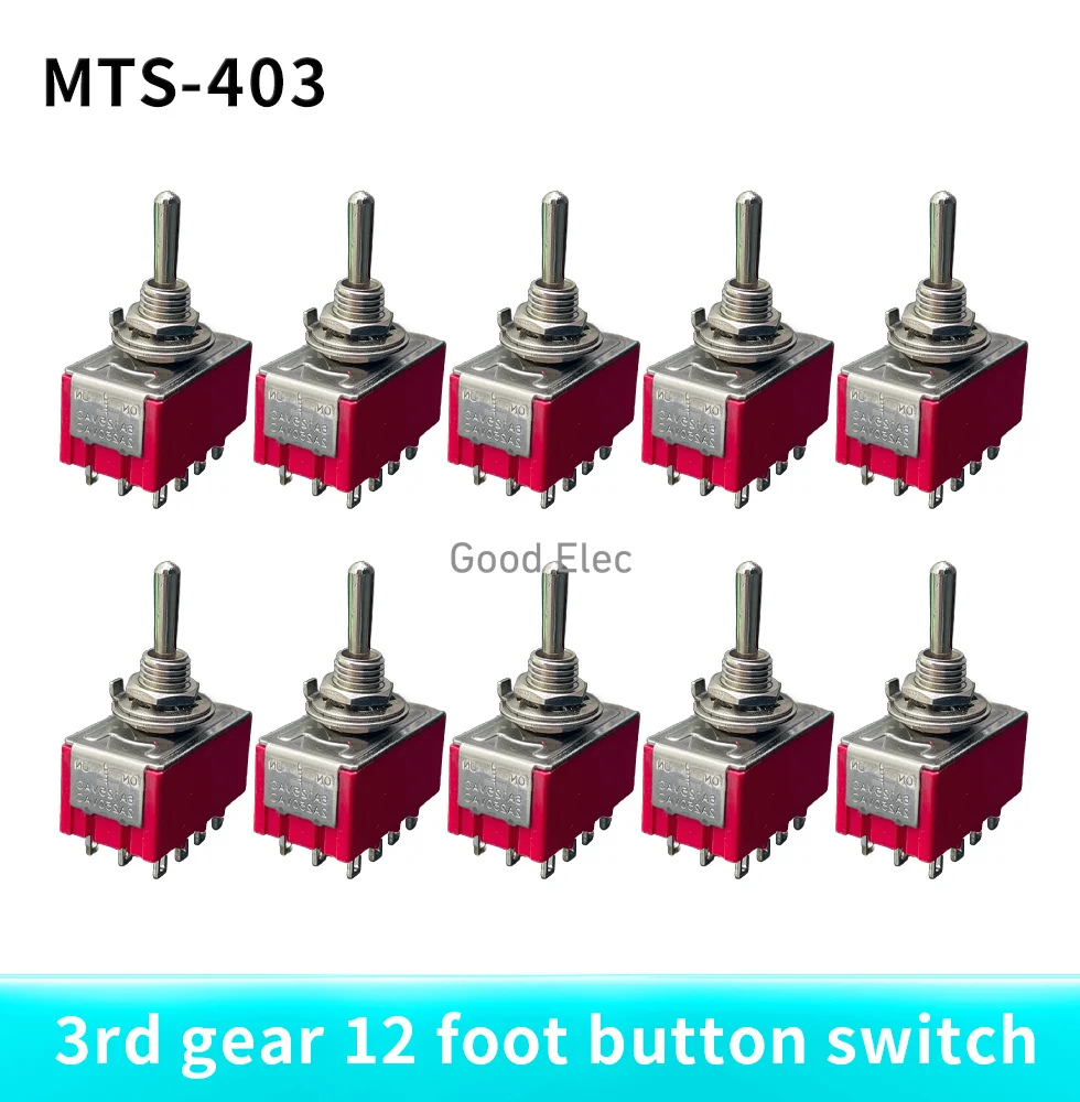 MTS-403 Red 4PDT ON-OFF-ON 12 pins Power Button 3 positions 2A/250VAC 6A 125VAC Rocker Toggle Switch