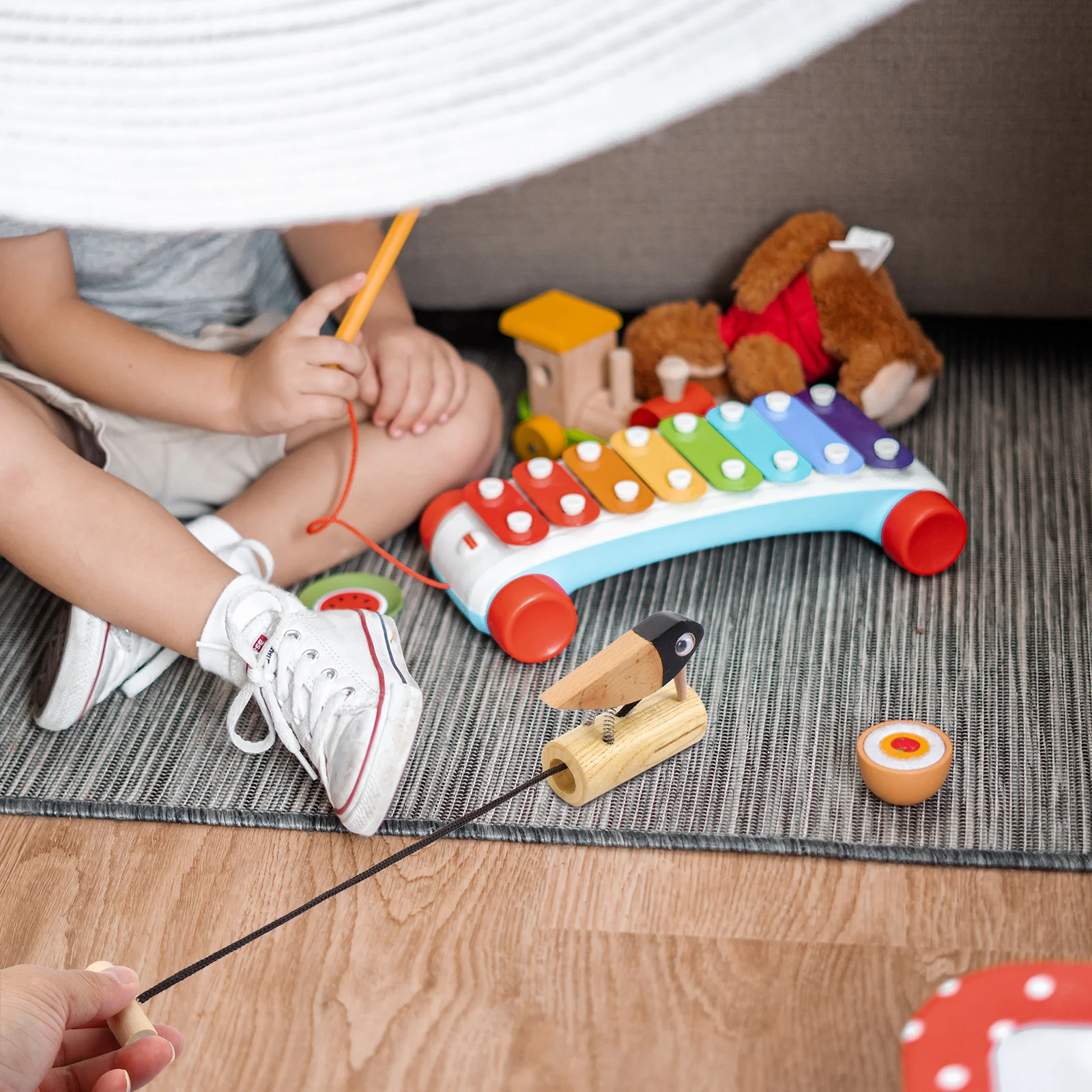 

Professional Wooden Percussion Musical Instrument with Cartoon Woodpecker Design for Early Childhood Music Teaching Aids Tools