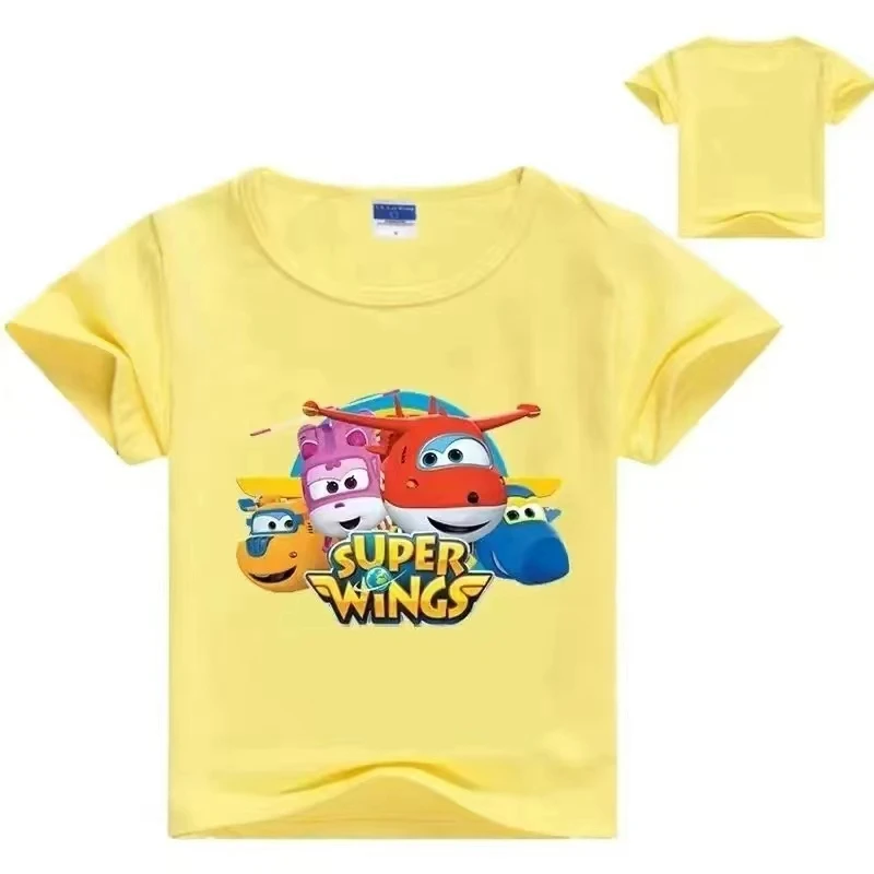 Boys T Shirt Summer Super Wings Cotton T-shirt Kids Funny Harajuku Fashion Short Sleeve Top Boys&Girls Tee Tops 4-12 Years