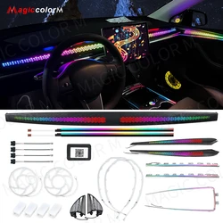 For Tesla Ambient Lights For Model 3 Model Y 2018 - 2022 LED Atmosphere Lamps Interior Symphony RGB Backlight Rotating Speakers