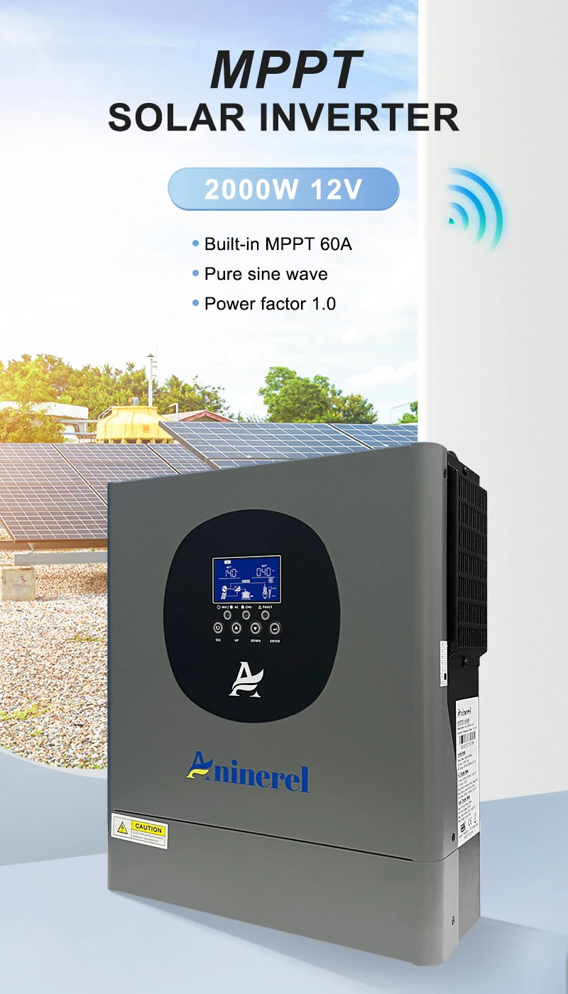 Aninerel 2 kW 4,2 kW 6,2 kW 11 kW 12 V 24 V 48 V Hybrid-Solar-Wechselrichter Dual-Ausgang Farb-LCD-Display MPPT 60 A 100 A 120 A PV 160 V – 500 VDC – Detail 2