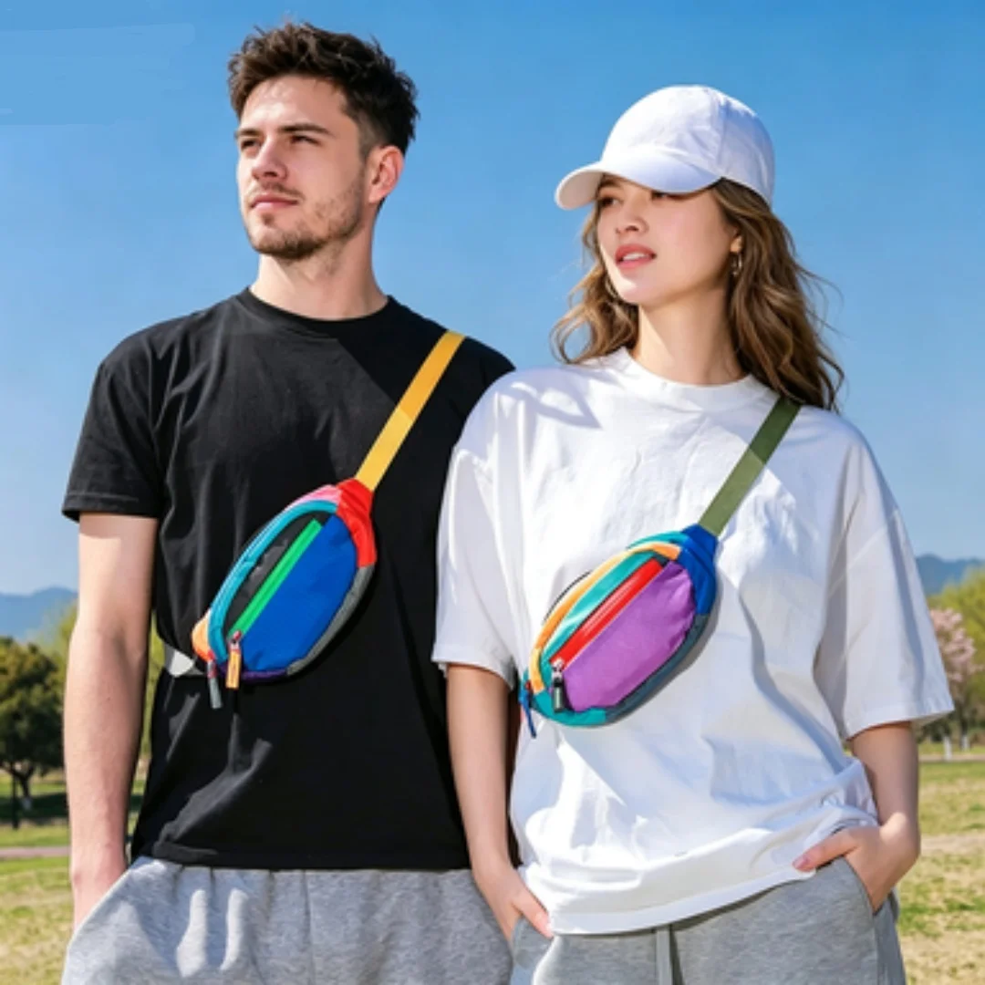 

Colorful Spliced Belt Bag Multifunctional Crossbody Waist Bag for Travel Hiking Cycling Camping - Versatile Gift Bag
