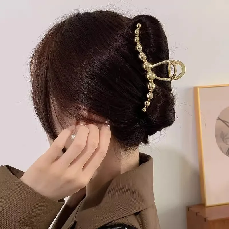 Mode Exquisite Stahl Ball Design Metall Haar Krallen Frauen Pferdeschwanz Klaue Clip Haar Clips Haarnadeln Mädchen Haar Zubehör Geschenke – Detail 9