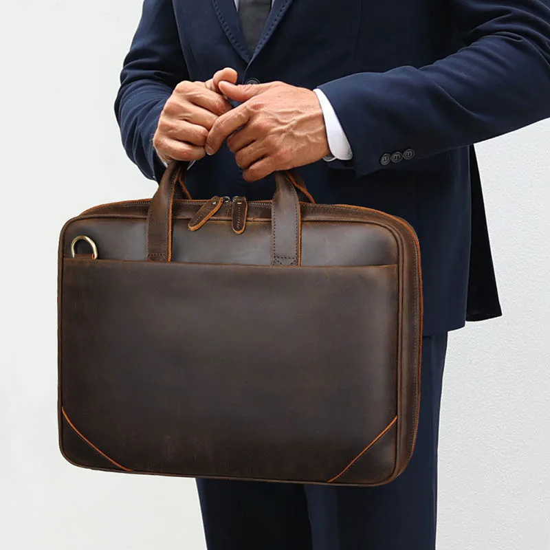 Luufan męska teczka z prawdziwej skóry torba Fit 15.6 "laptop torebki biznesowe codzienna torba robocza skóra bydlęca męskie torby na komputer
