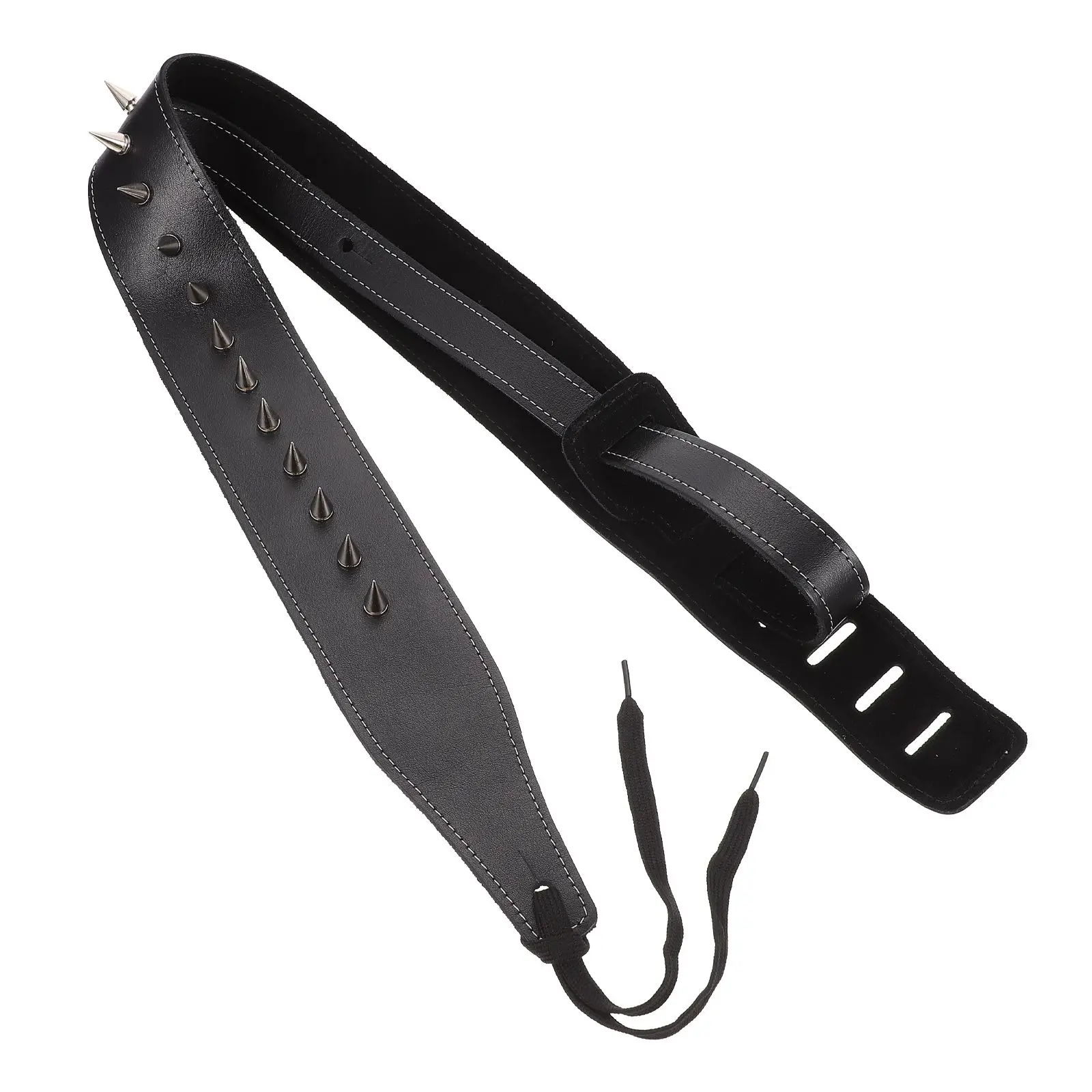 

Guitar Strap Bass Acoustic Black Quick Release Extra Long Durable Adjustable Cowhide Metal Buckle Punk Style Design Musical