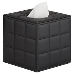 Cube Tissue Box Holder PU Leather Roll Paper Box Square Box Cover Tissue Container For Napkin Dispenser Countertop Tissue Box