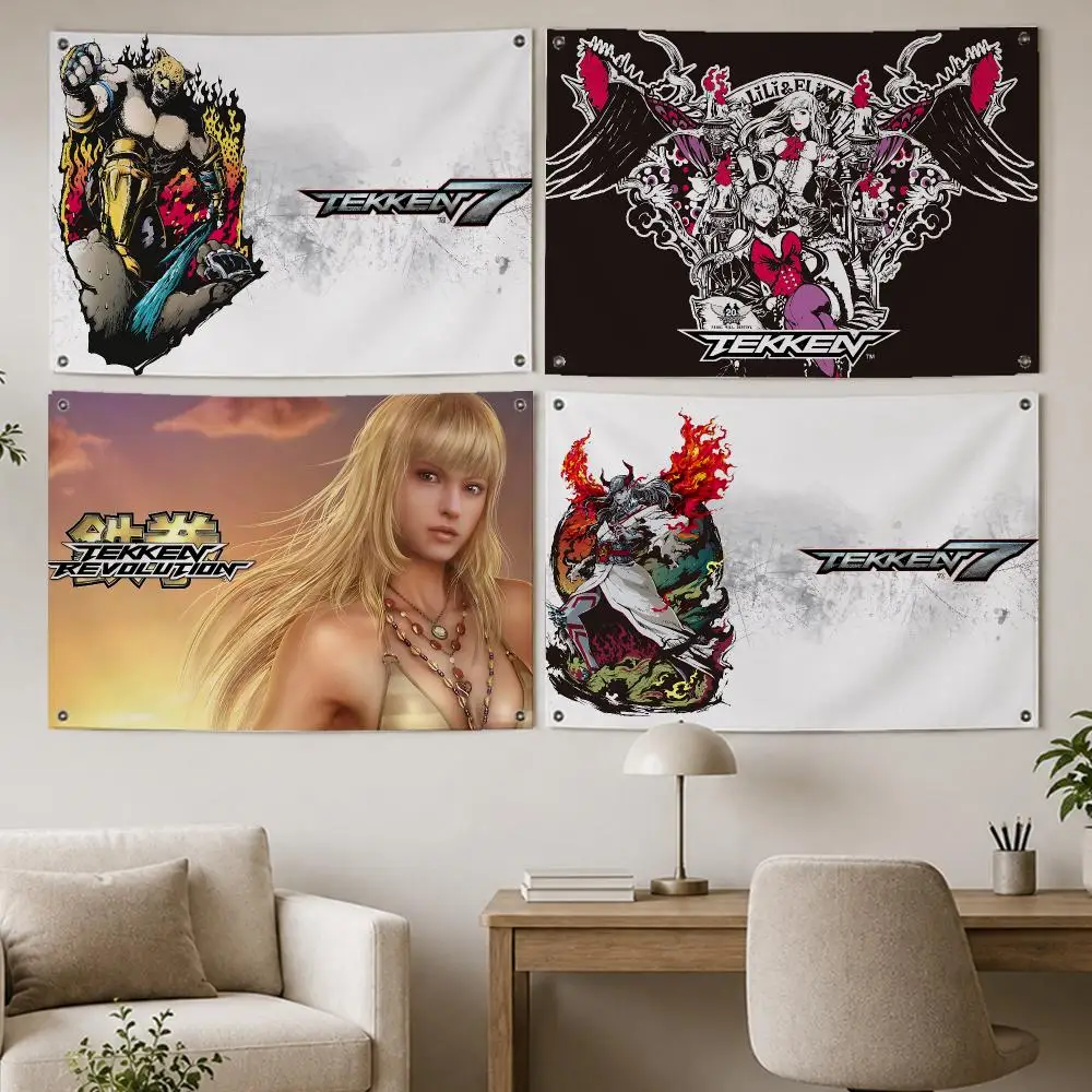 Tekken Fighting Game Art Flags Room Home Decor Wall‑Hanging Art Banner, Outdoor for Bedroom Party Background Decoration