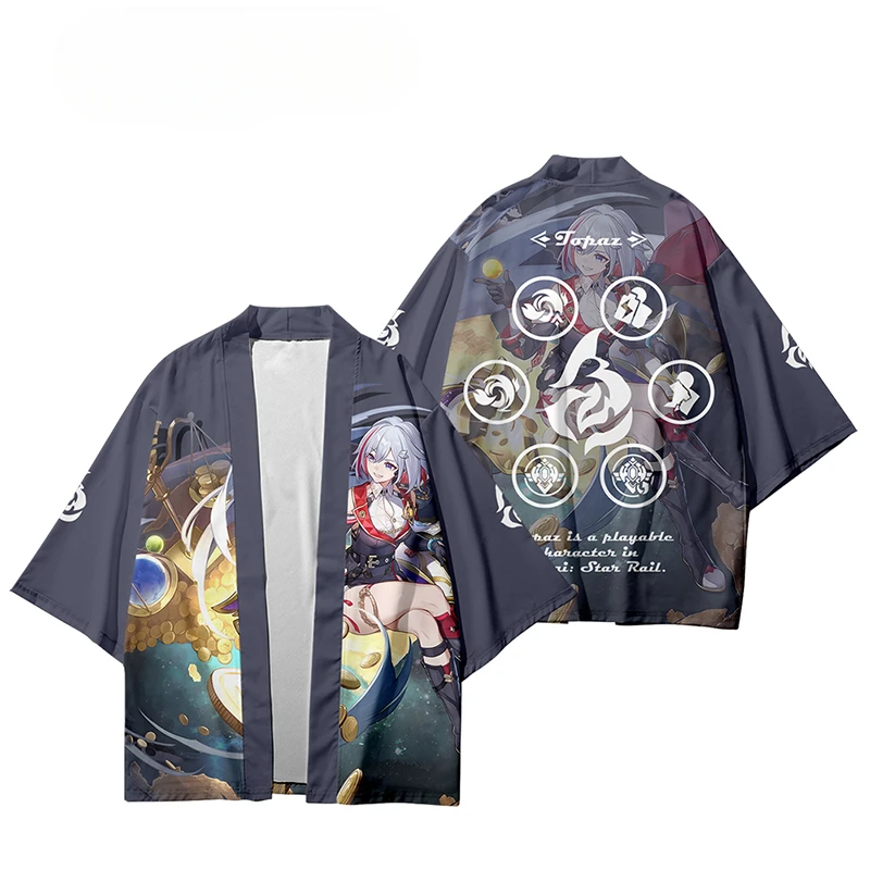 

Anime Honkai Star Rail Topaz Cosplay Costume Japanese Kimono Cardigan Shirt Haori Cloak Party Tops Streetwear Clothes