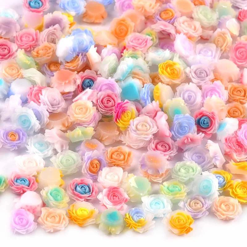 100PCS 10mm flatback Resin Cabochons Rose flower for Scrapbooking Craft  DIY Phone Nails Decals Decor ornaments cp4025