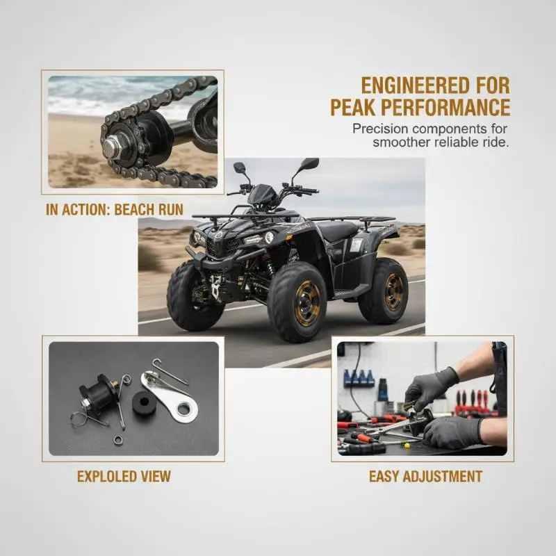 Mini Bike Chain Tensioner Spring Roller Pulley Guide Set High Strength Adjustable for 49cc 80cc Small Off-Road Motorbike