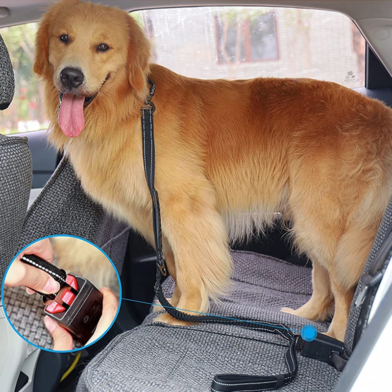 قابل للتعديل كلب نايلون عاكس متعدد الوظائف قابل للسحب مقود الكلب مع مشبك أمان السيارة حبل الجر الحيوانات الأليفة التكتيكي #6