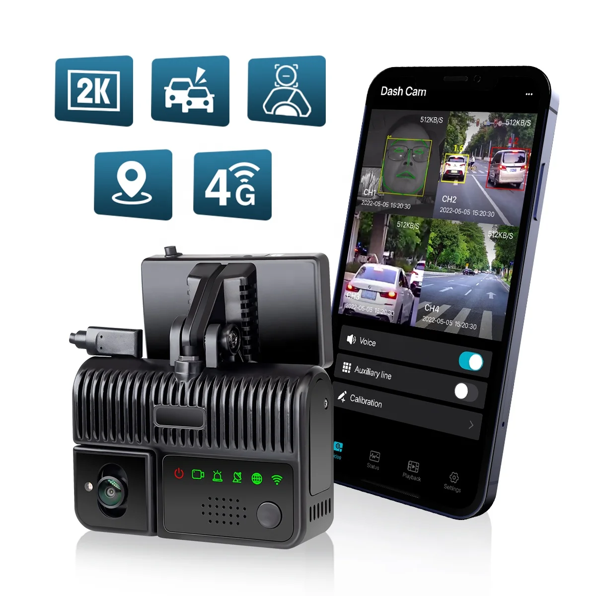 AI Driving Recorder for Truck and Delivery Van ADAS DMS 4G GPS Front Cabin Driver Monitoring Fleet Safety System