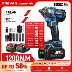 ONEVAN 1200N.M Torque Brushless Electric Impact Wrench 1/2 Inch Screwdriver Socket Power Tools For Makita 18V Battery Pin