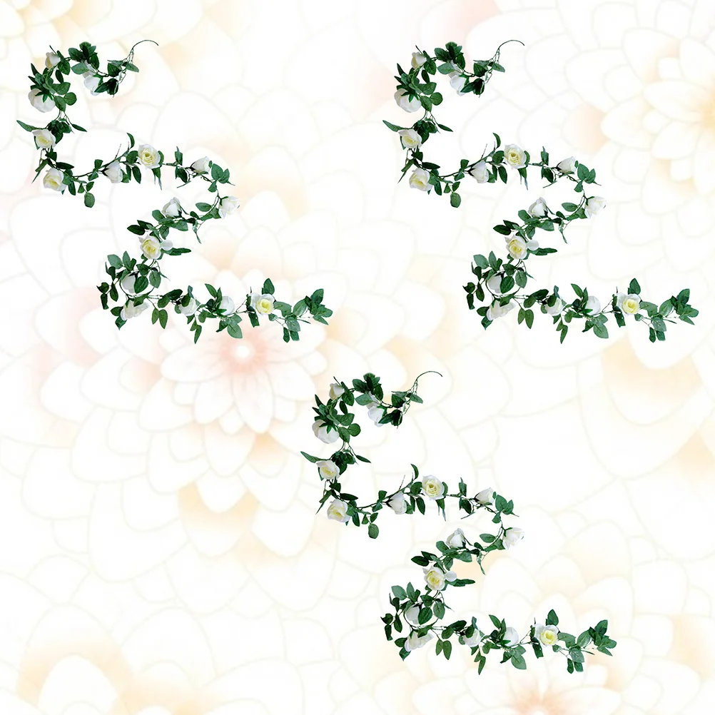

3 Pcs Simulated Rose Strips Fake Flowers Artificial Vines for Decoration Hanging Rattan