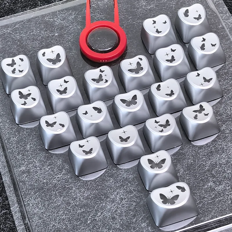 

Keycaps 21 keycaps MOA silver butterfly love supplement original light-transmitting magnetic axis mechanical keyboard
