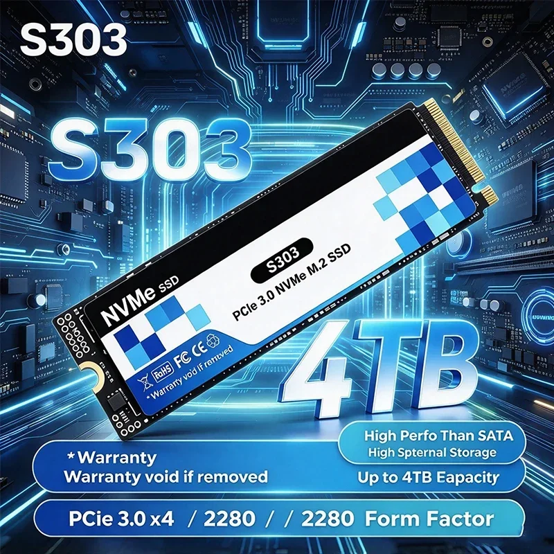 2026 New Original S303 M.2 SSD M.2 PCle 3.0 NVMe SSD High-speed 500GB 1TB 2TB 4TB SSD Internal Solid State for Desktop Laptop