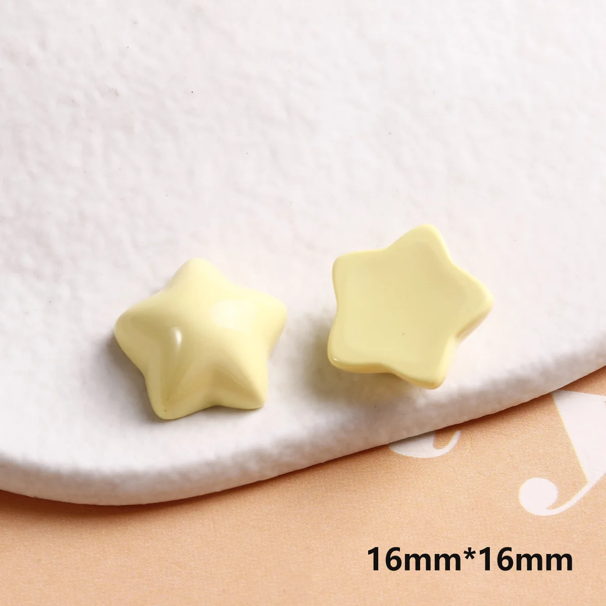 Wholesale 200pcs 16mm Pastel Cream Colors Acrylic Star Beads Ornament Accessory Material Cameo Beading Fit Hair  Clip Pin Decor