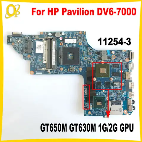 11254-3 carte mère pour carte mère d'ordinateur portable HP Pavilion DV6 DV6T DV6-7000 710988 -501 682174 -501 682170 -001 GPU GT650M GT630M 1G/2G