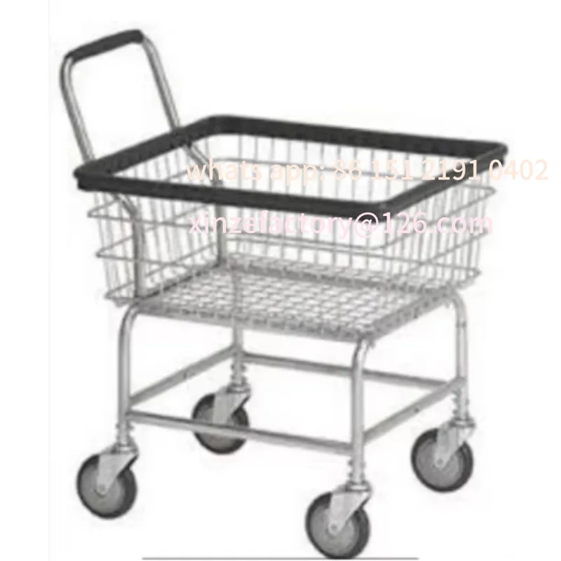 Customizable Laundry cart basket with double pole rack