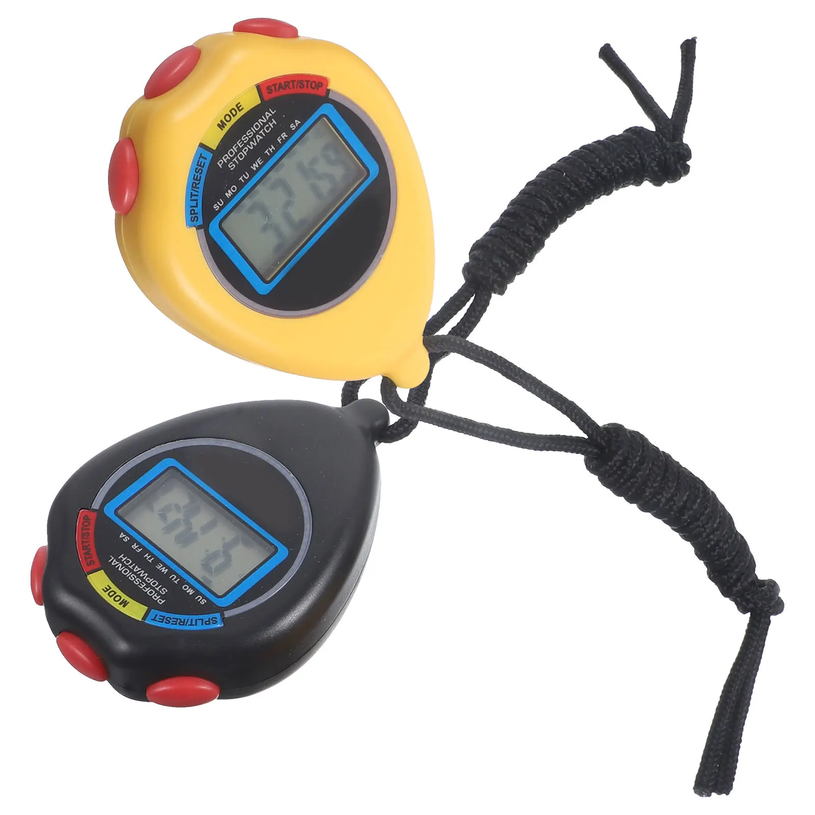 

2pcs Digital Sports Stop Watch Fitness Gym Running Workout Lightweight Portable With Hanging Rope Durable Abs Material Easy