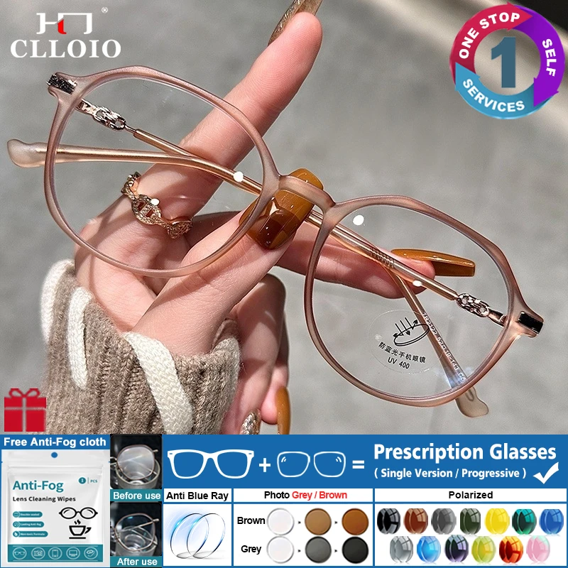 

CLLOIO Sweet Student Polygon TR90 Myopia Glasses Women's Prescription Reading Progressive Eyeglasses Optical Lenses With Recipe