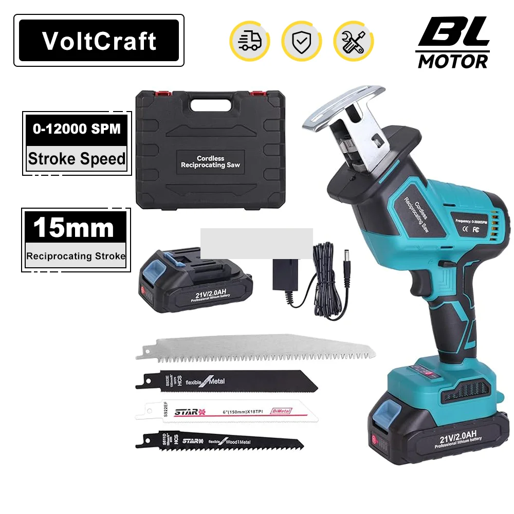 

Brushless Reciprocating Saw Cordless Adjustable Speed Chainsaw Wood Metal PVC Pipe Cutting Saw Power Tool For Makita 18V Battery