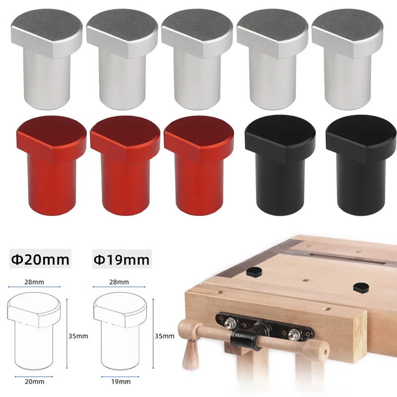 5PCS Aluminum Alloy Workbench Peg Brake Stops Clamp 19/20mm Workbench Dogs Woodworking Table Limit Block Workshop Tenon Stopper