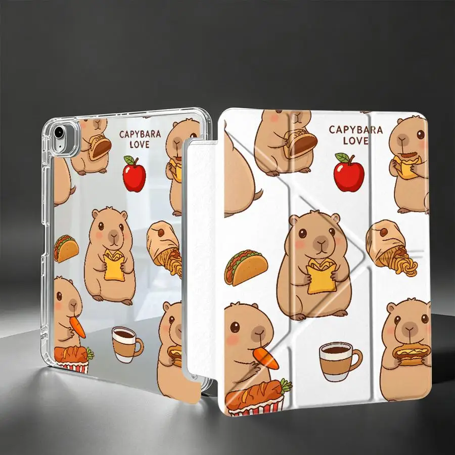 Tablet Case For Samsung Galaxy Tab S8 S7 FE A11 A8 A9 Plus S10 Lite S9 Plus With Pen Slot Cover Cute Capybara