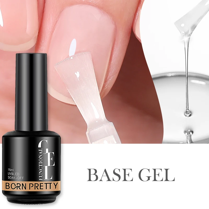 BORN PRETTY 15ML 1/2 Stück Basis-Gel Super Top Coat für Langanhaltende Maniküre Abziehbarer UV-LED-Gel-Lack Funktions-Gel-Nagellack
