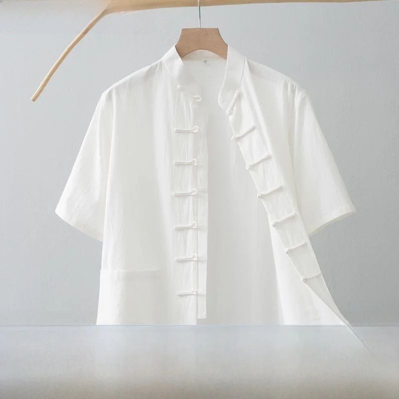camisa-masculina-de-verao-fina-de-manga-curta-em-algodao-e-linho-com-gola-mandarim-traje-tang-hanfu-tradicional-chines-Etnico-com-botoes