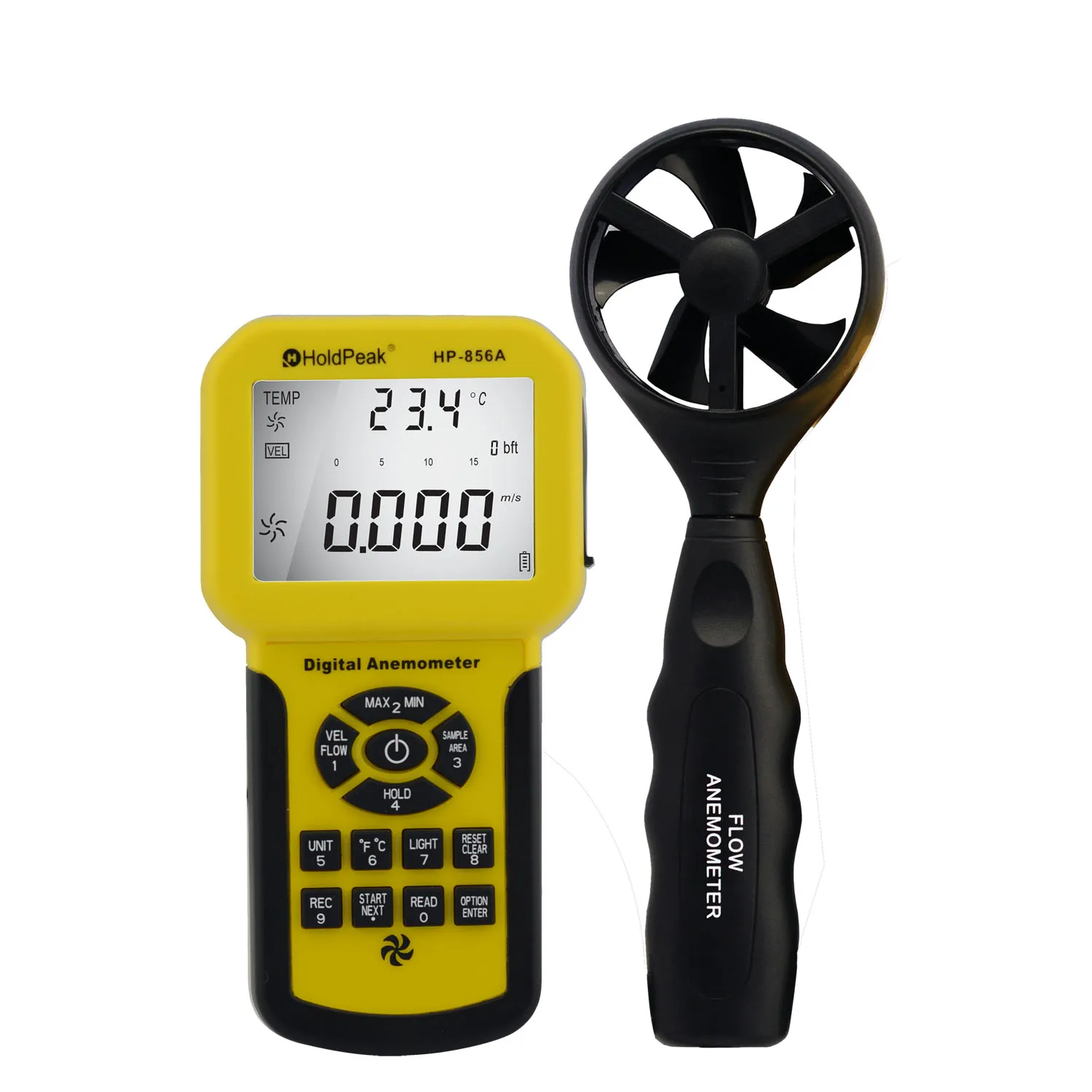 Anemometer HoldPeak Three Percent Precision Six Hundred Record Telescopic Probe Computer Software For HVAC Duct Air Balance Test