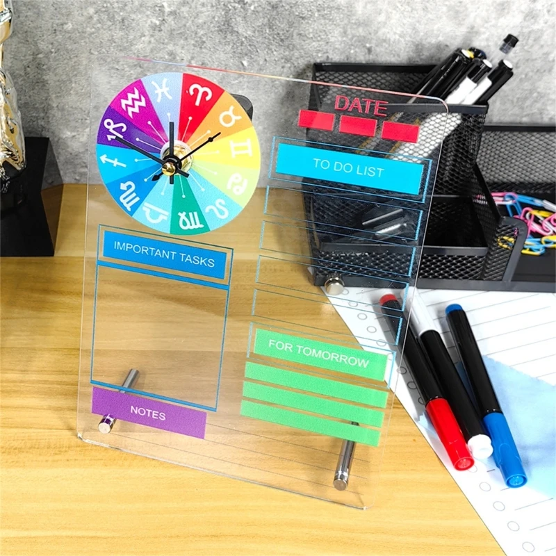 Настольная акриловая доска-еженедельник с часами, прозрачная акриловая доска для заметок K1KF