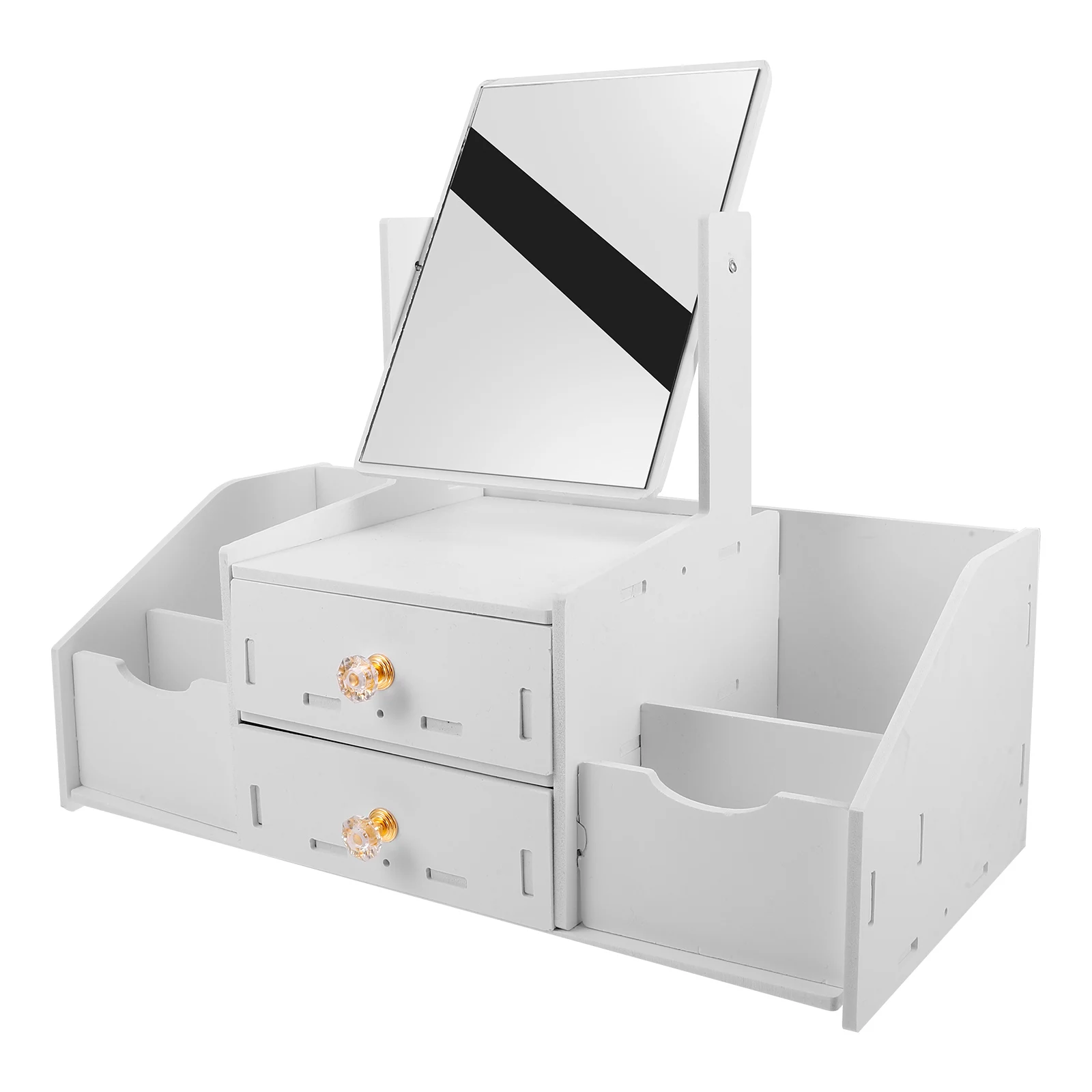 Miroir multifonctionnel de vanité de maquillage pour bureau, grand organisateur de cosmétiques, comptoir