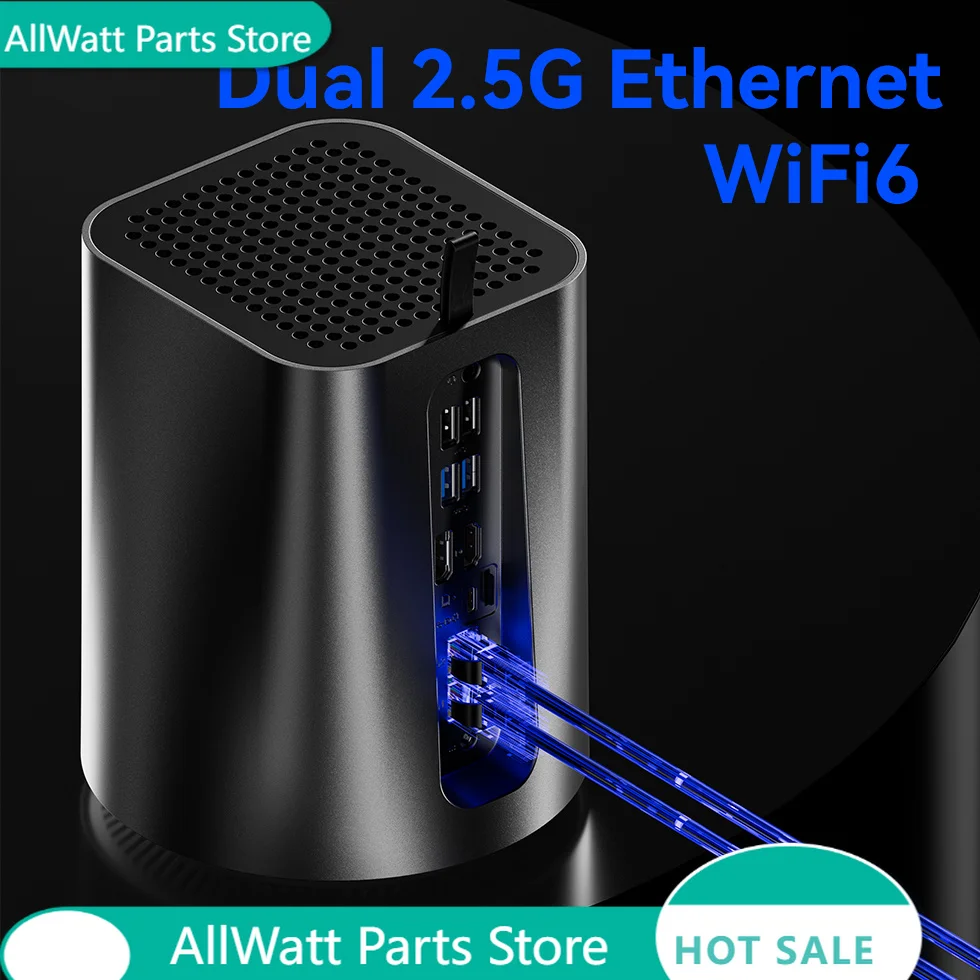 NAS Mini PC  N150 Ryzen 7 5825U DDR4 M.2 NVMe SSD 2.5G Ethernet WiFi6 2x 2.5/3.5inch HDD RAID Support FreeNas Windows 10/11