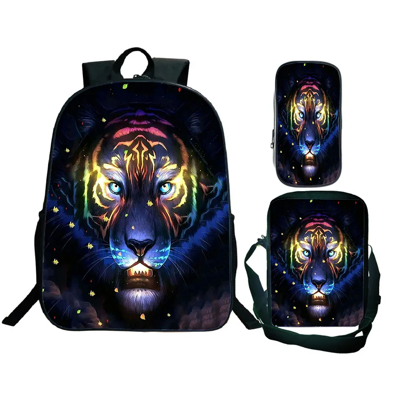 حقيبة ظهر بطباعة ثلاثية الأبعاد كرتونية النمر ، حقيبة كتف ، حقيبة أقلام رصاص ، حقائب ظهر حيوانات ، طلاب ، حقيبة مدرسية لابتوب ترفيهية ، تخفيضات كبيرة ، 3 +