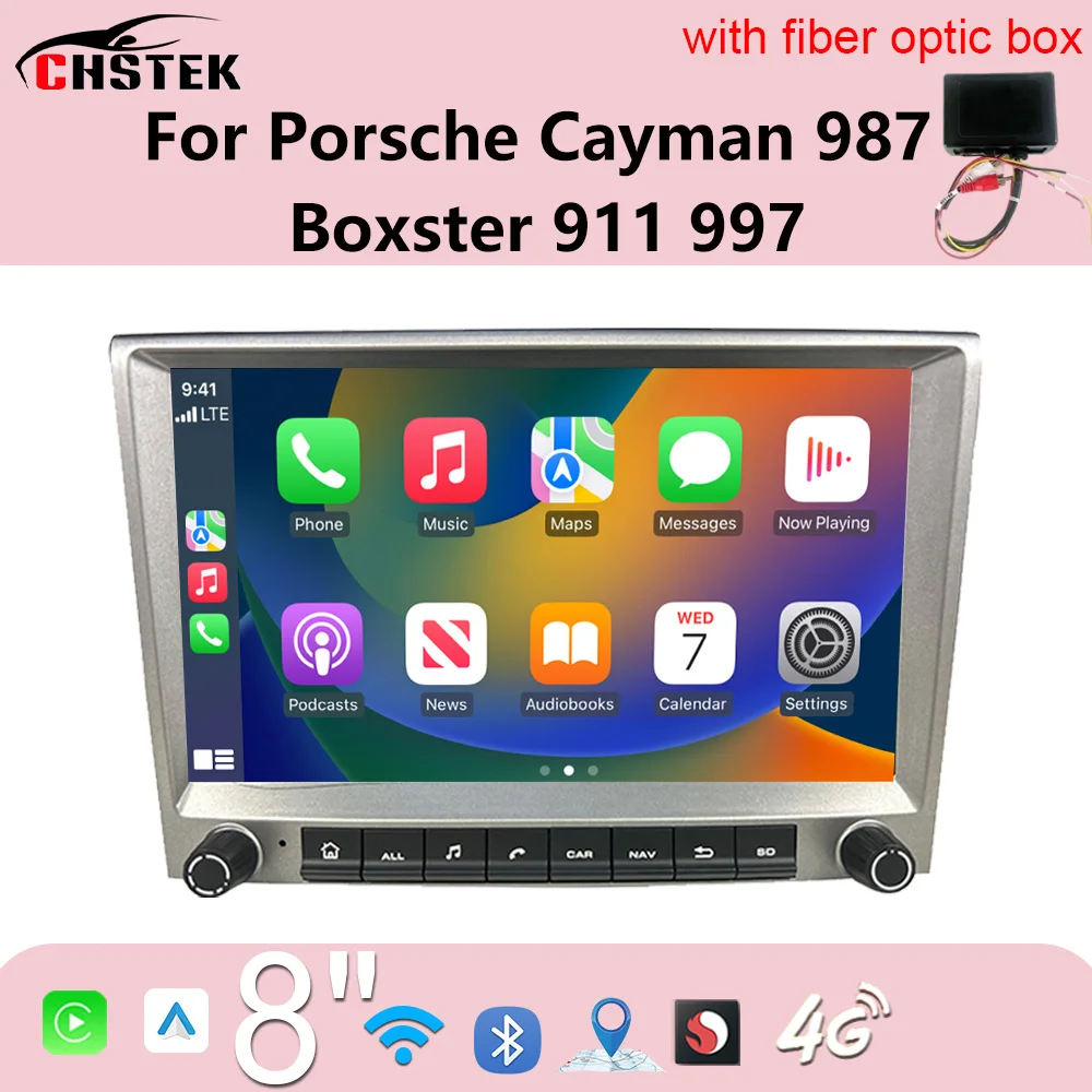 CHSTEK Radio Samochodowe Carplay For Porsche Cayman 911 987 Boxster 997 BT Navigation WIFI 4G GPS Stereo Car Multimedia Player