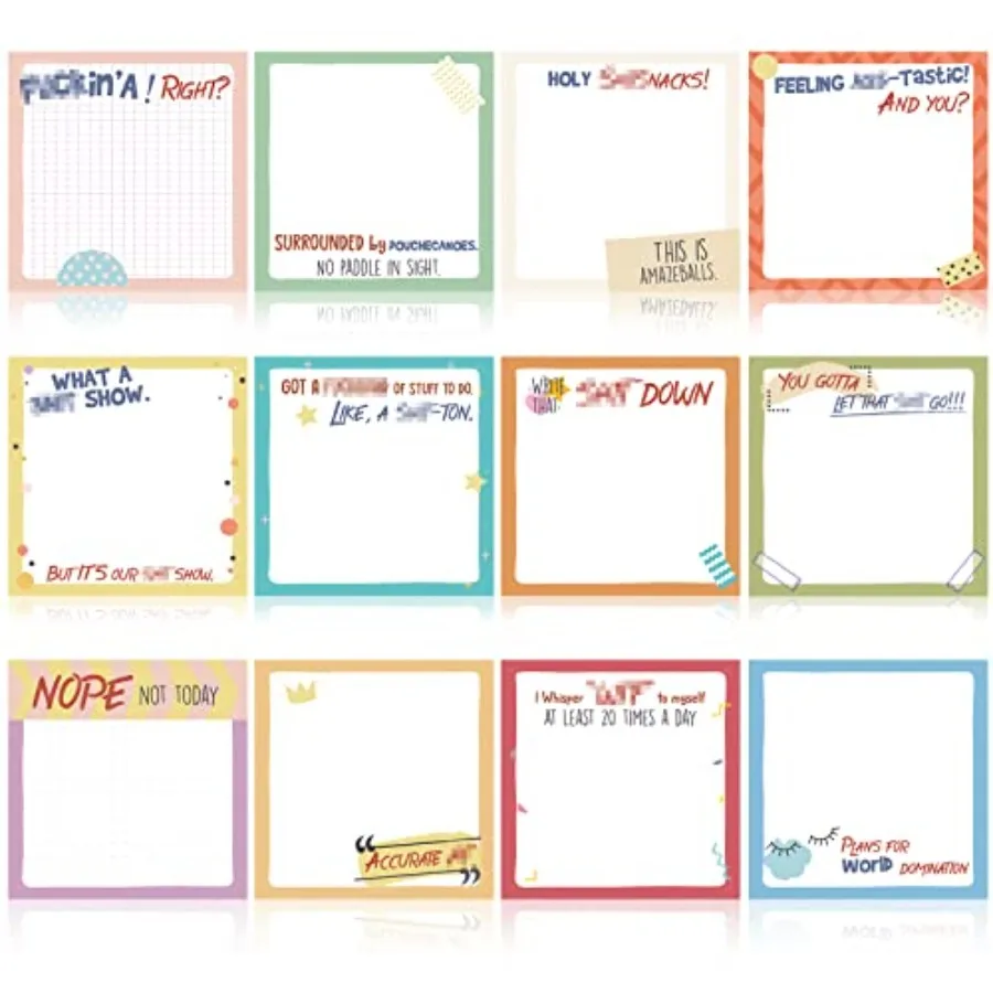 

12 Pcs Funny Sticky Notes with Fun Messages 3 x 3 Inch Funny Work Notepads for Coworkers Self Stick Mini Notepads Small to Do L