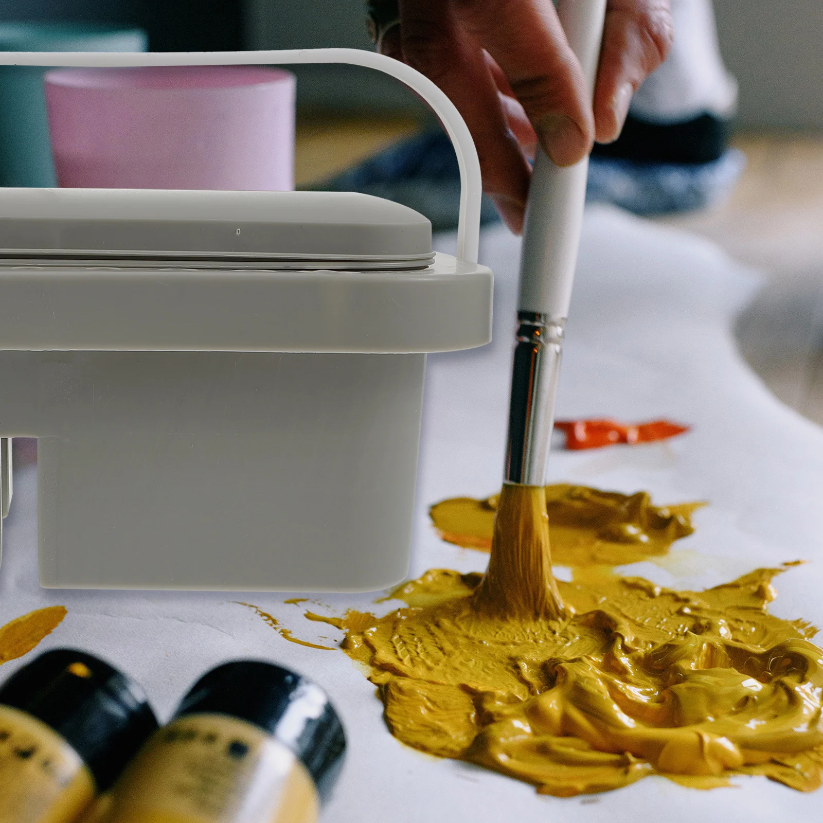 Washer For Artists, 2-In-1 Paint Brush Cleaner Mixing Tray, Portable Pen Washing Bucket, Painting Stationery, Artist Brush