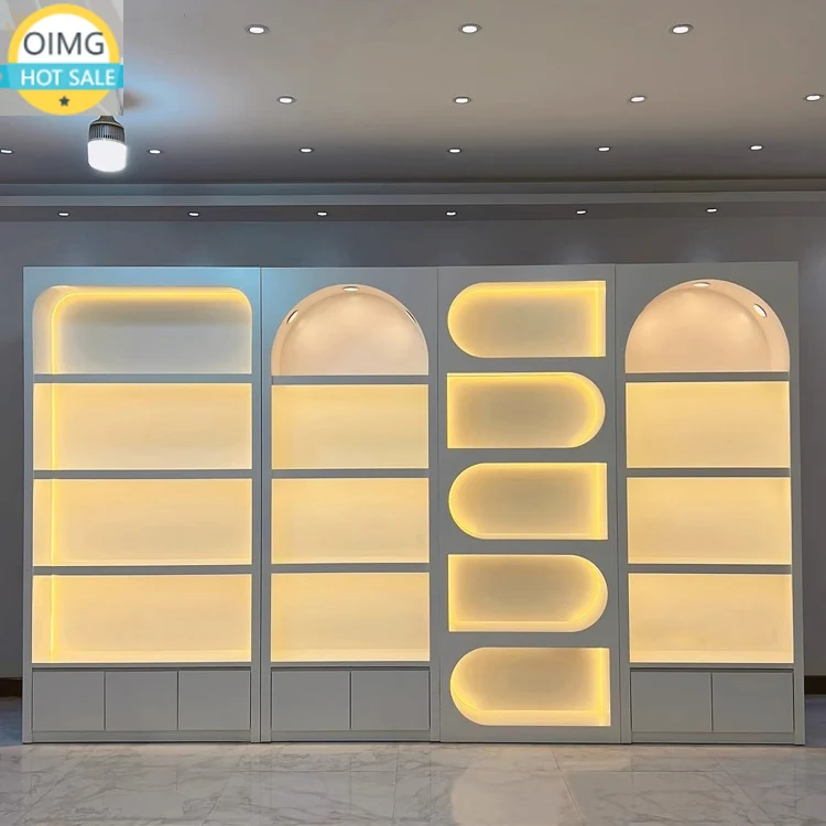 Custom Modern Luxury Cosmetic Display Cabinet Eco-Friendly Design for Beauty Salon & Nail Spa