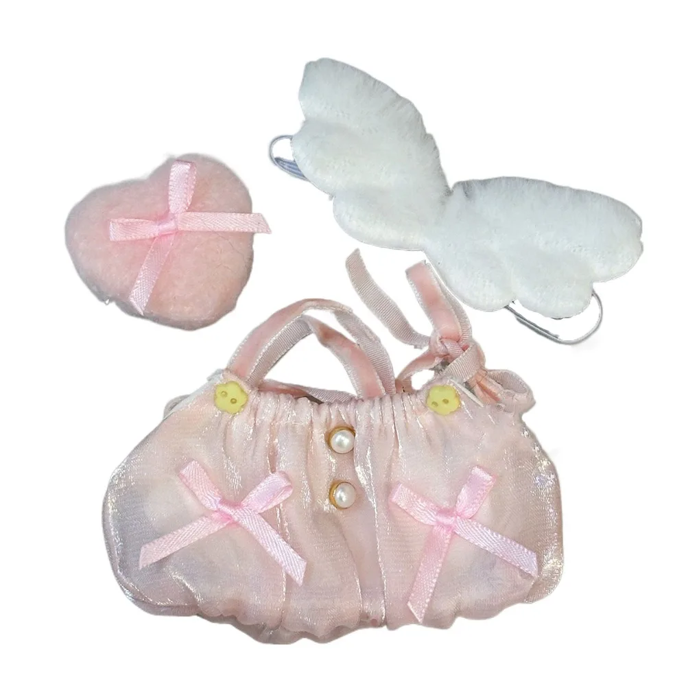 

Bow Dress 10cm Cotton Doll Clothes with Wing Love Hairclip Doll Clothes Outfit Suit Creative Doll Dress Up Set 10cm Cotton Doll