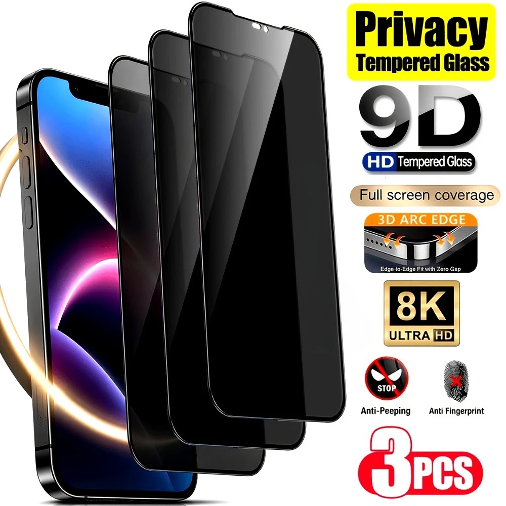 3er-Pack Anti-Spionage Displayschutzfolien für iPhone 17 18 16 15 Pro Max Air 17e 16e Gehärtetes Glas für iPhone 14 13 12 11 Pro 15 14 Plus