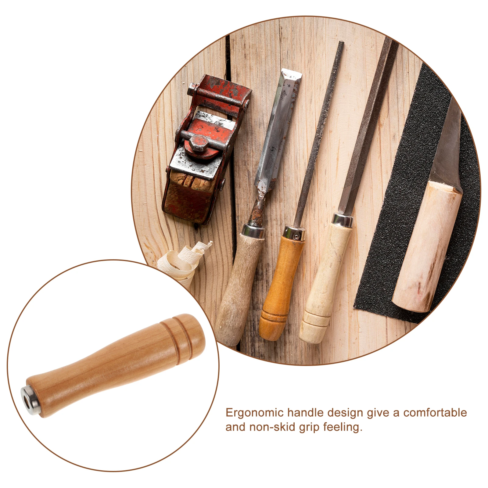 

6 Pcs File Handle Ergonomic Wood Grip Handles Wooden for Rasp Replacement Accessories