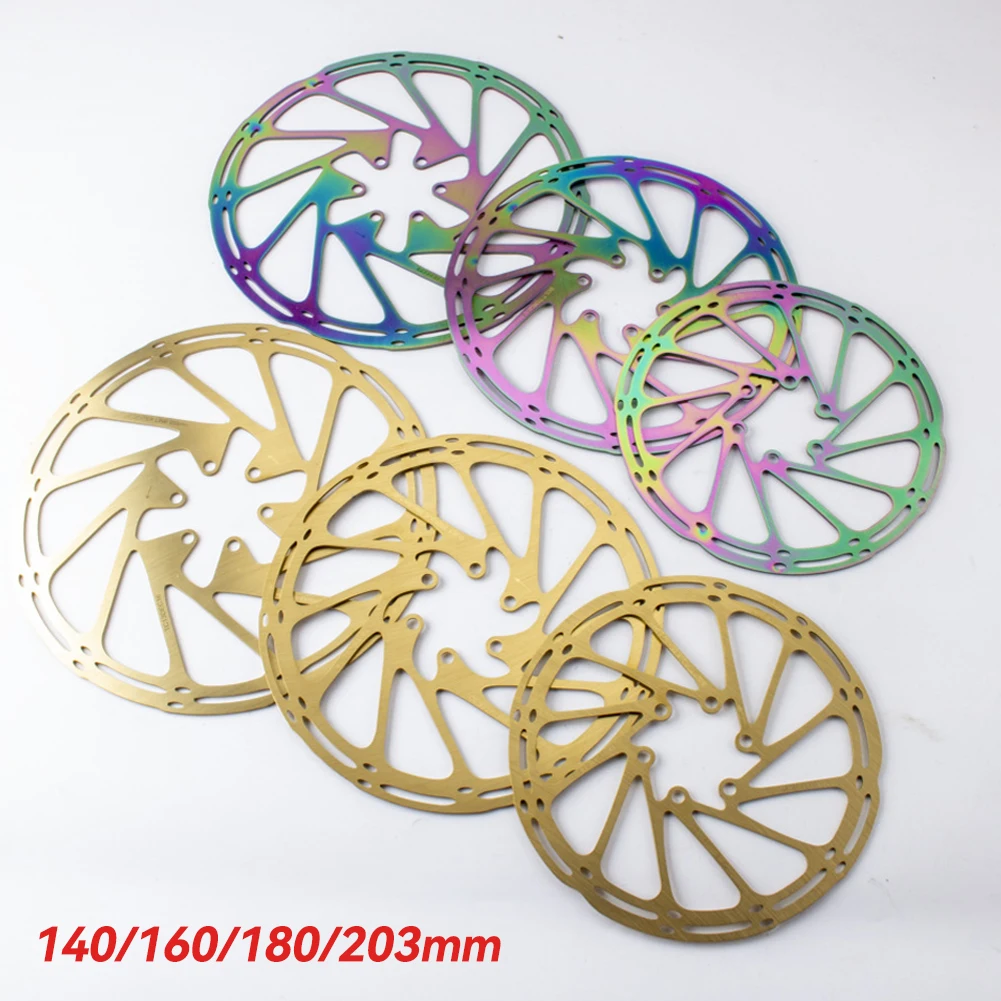 1 шт., велосипедные тормозные роторы, серебро, радуга, золото, 140 мм, 160 мм, 180 мм, 203 мм, центральная линия, MTB, велосипедный гидравлический дисковый тормоз, ротор из нержавеющей стали