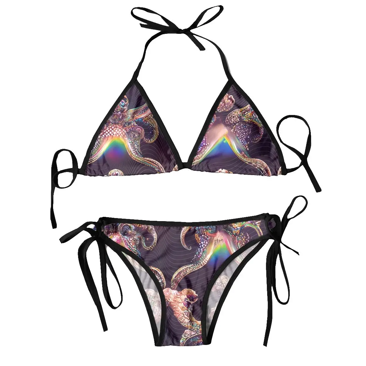 Bikini Femme 2024 Luxe Octopus und Orchideen zweiteiliges Damen-Set