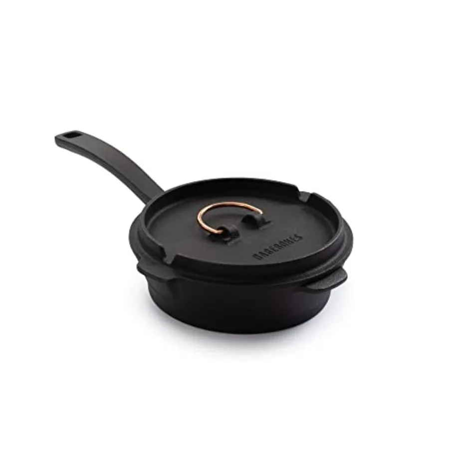 Camp Dutch Oven Cast - 6-Zoll All-in-One Gusseisen-Pfannenset mit Gusseisen-Topfdeckel im